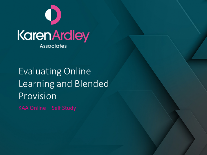evaluating online and blended provision